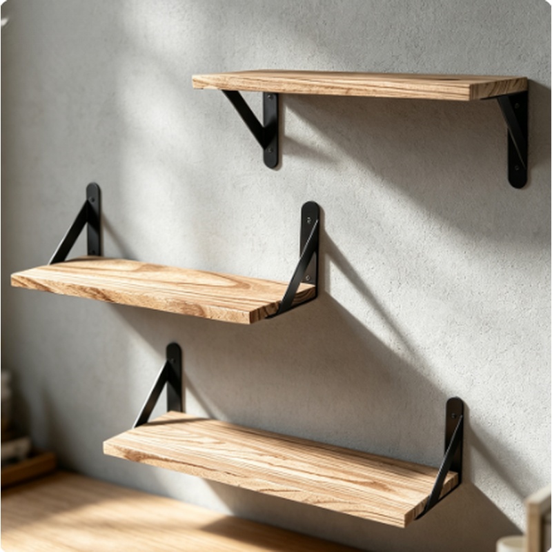 Kitchen Gadgets Hacks - Wooden Floating Wall Shelves Hanging Storage