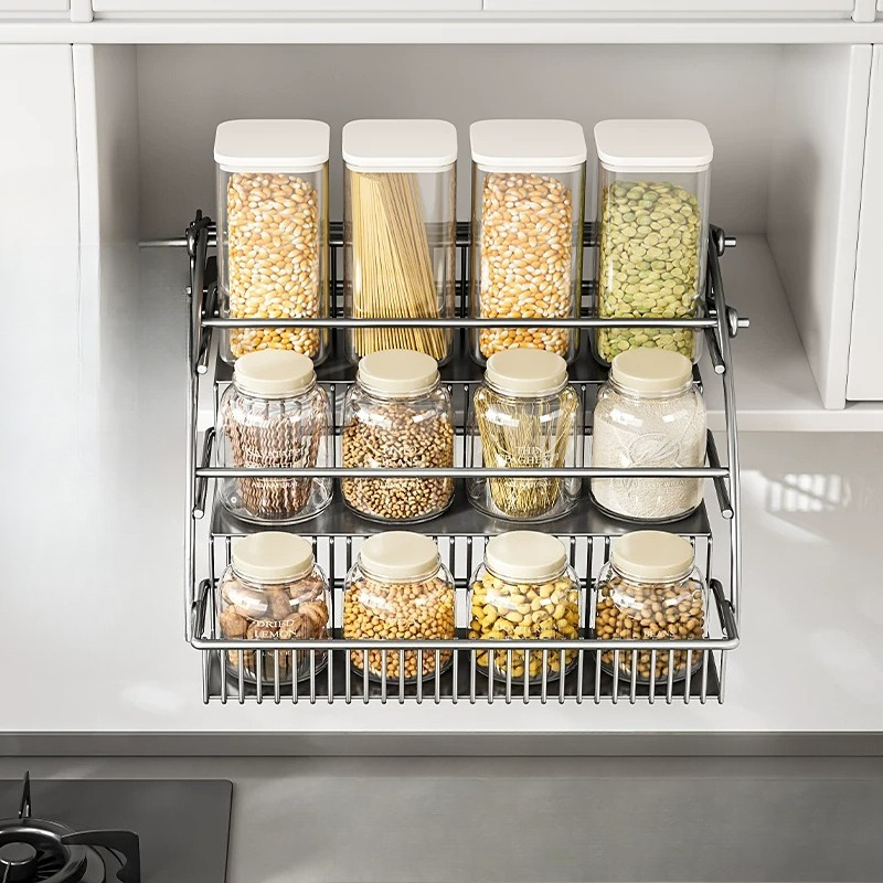 Cabinet Pull Down Basket, 3 Ti - Kitchen Gadgets Hacks ulasan dan harga