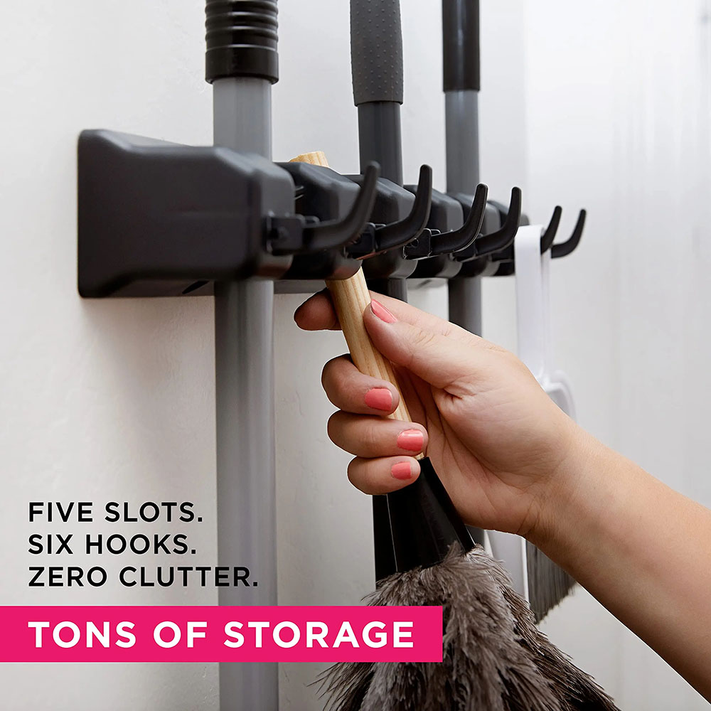 Wall Mounted Mop Holder 3/4/5  - Kitchen Gadgets Hacks ulasan dan harga