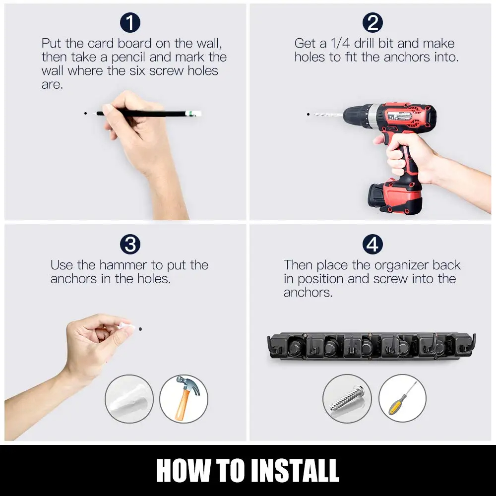 Wall Mounted Mop Holder 3/4/5  - Kitchen Gadgets Hacks ulasan dan harga