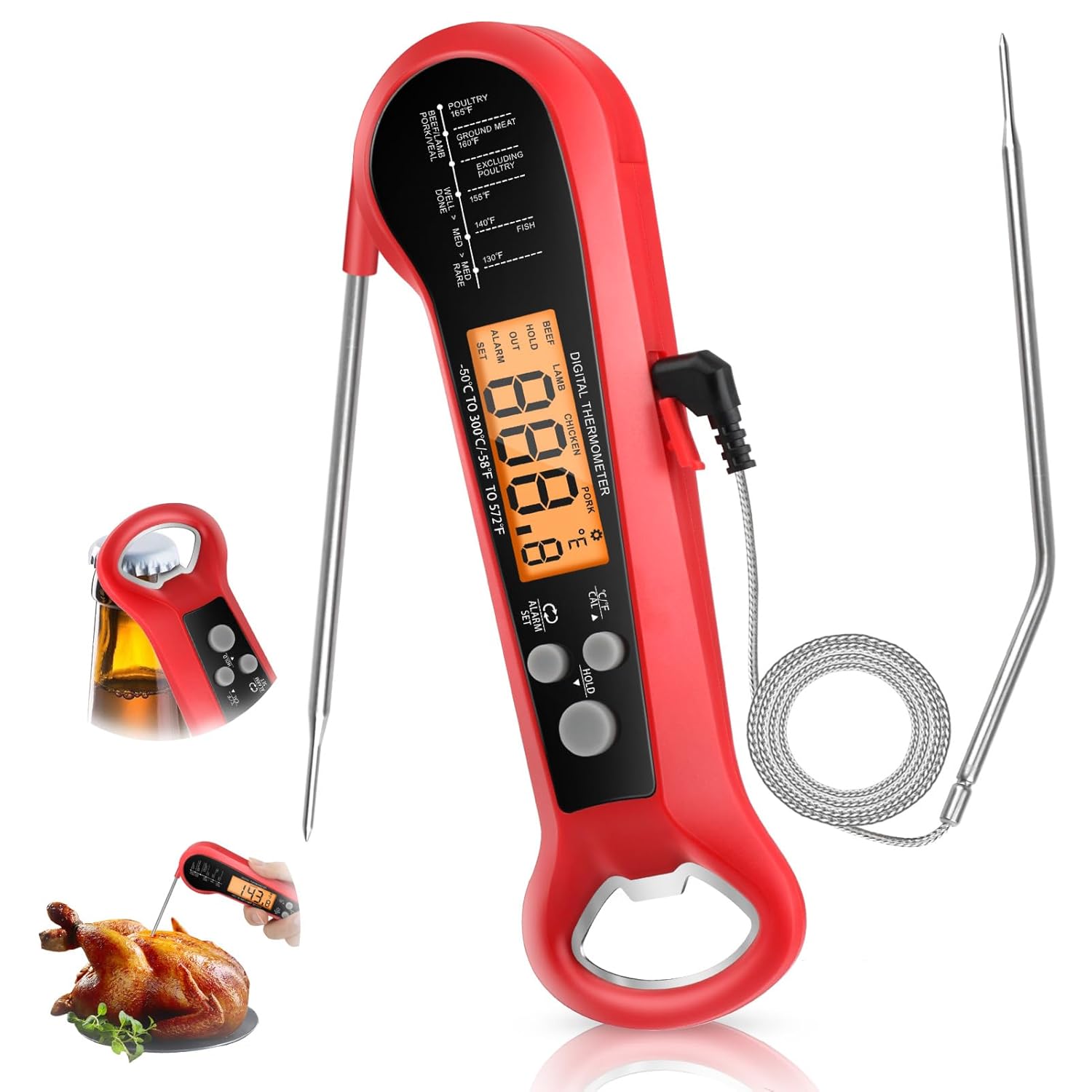 Long Cable Professional Meat T - Instant Read Thermometer ulasan dan harga